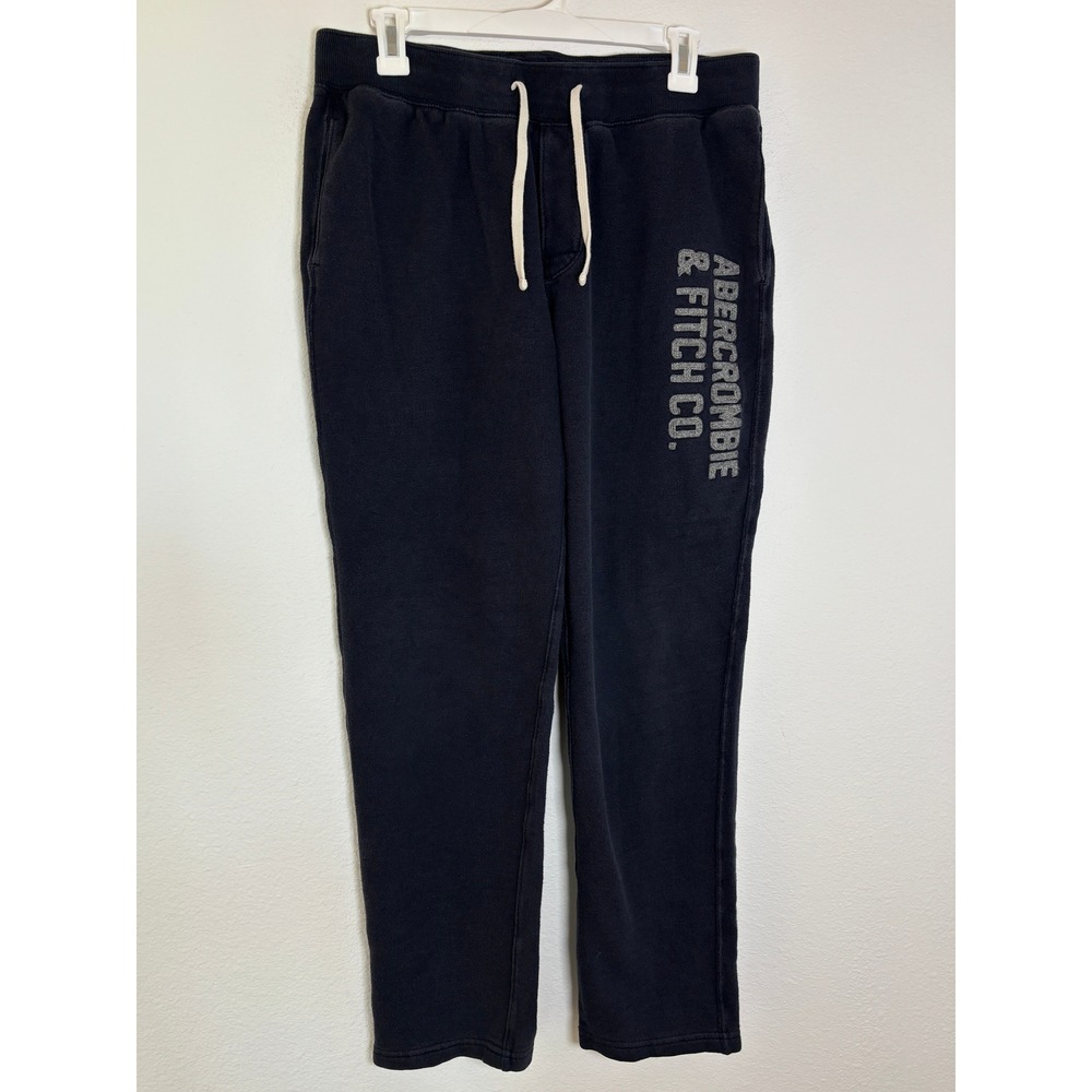 Abercrombie & Fitch Mens Navy Blue Logo Fleece Sweatpants Joggers Size M